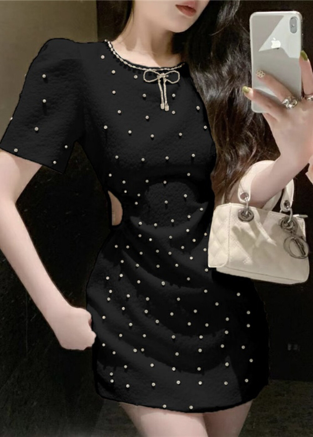 PF14666# 韩版气质高级感连衣裙夏季法式小众设计重工显瘦短裙子女2024新款女裝貨源服裝批發