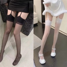 批发日系长筒吊带丝袜女<b class='q'>夏季</b>薄款jk黑丝瘦腿性感一体式纯欲辣妹<b class='q'>连裤袜</b>