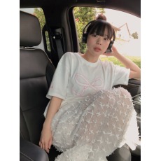 批发现huo 韩国ins 春日 少女 丝带雪纺 中长款半身裙