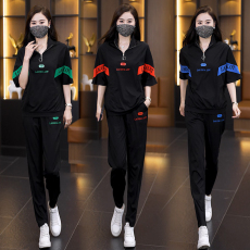 批发2025夏季新款休闲时尚大码卫衣印花套装 七色五码 已出大货