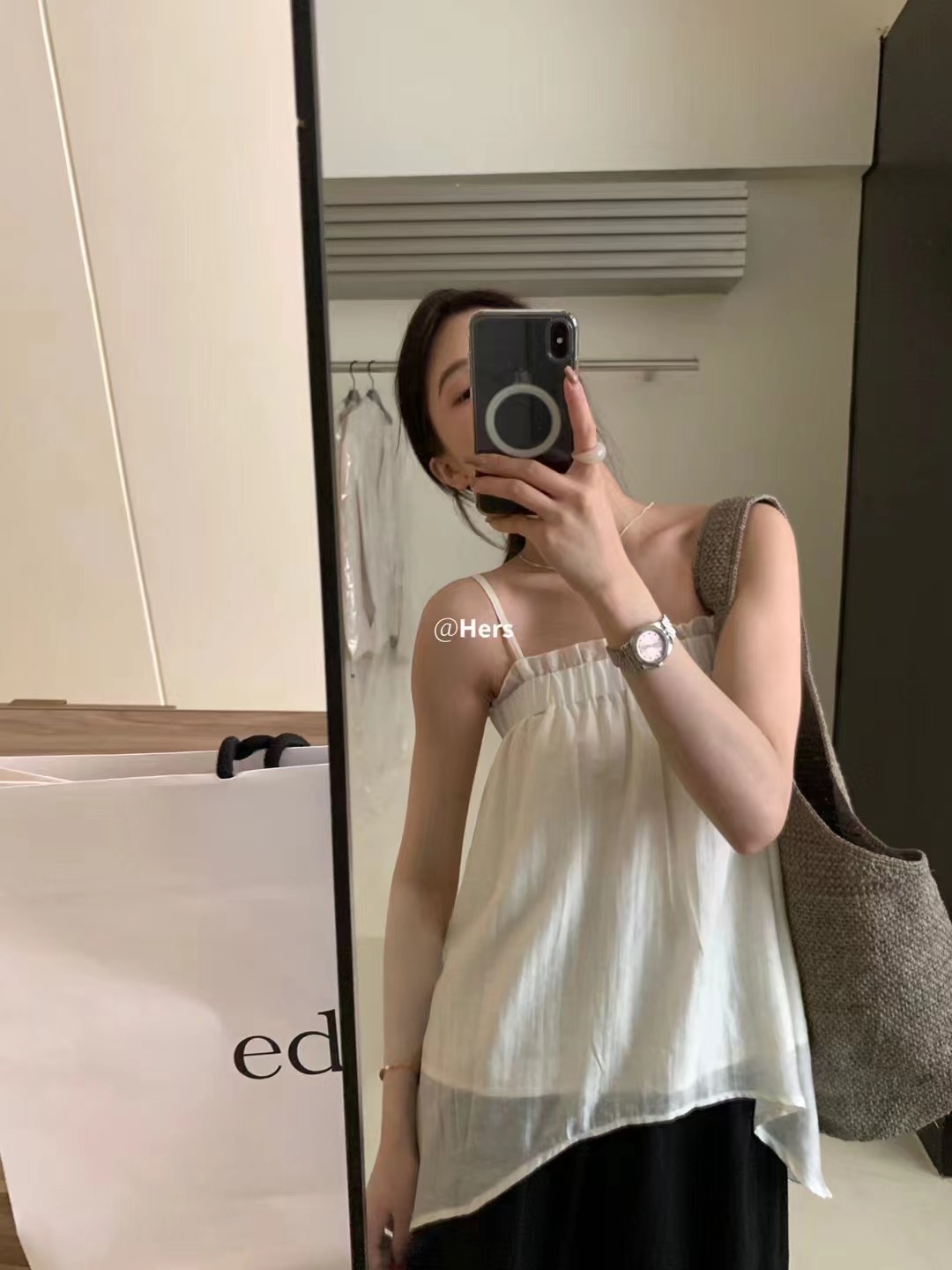 hers 여름 한 부서 새로운 슬링 패션 디자인 센스 작은 셔츠 실크 센스 작은 신선한 느슨한 슬림 여가 맨위