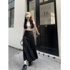 批发2026时尚个性显瘦遮胯宽松<b class='q'>高腰</b>法式a字中长款<b class='q'>半身裙</b>女