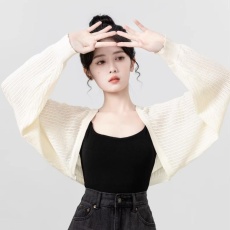 批发夏季新款薄款空调罩衫针织长袖防晒衣短款外套女