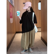 批发女童爵士舞<b class='q'>服装</b>潮酷宽松大版破洞棉t恤灯笼裤子套装<b class='q'>街舞</b>儿童潮服