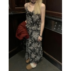 批发大码碎花吊带<b class='q'>连衣裙</b>宽松打底多层荷叶边蛋糕长裙夏百搭慵懒吊带裙