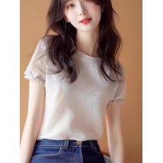 批发外贸<b class='q'>原</b><b class='q'>单</b>出口清仓<b class='q'>大牌</b>女装甜美纯色正肩短袖t恤高端别致减龄上衣