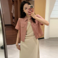 批发官图  2026年夏季新款<b class='q'>韩版</b>女士套装短袖衬衫收腰显瘦吊带裙两件套