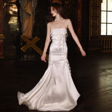 批发月影流光性感修身抹胸长款连衣裙缎面晚<b class='q'>礼服</b>新娘<b class='q'>伴娘</b>裙