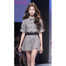 批发法式茶歇高端精致超好看灰色<b class='q'>衬衫</b>套装裙202年夏季新款绝美小裙子