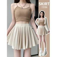 批发实价-官图冰丝罗纹 芭蕾风半身裙女小个子高腰显瘦A字短裙