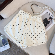 批发实拍波点运动短裤女家居服夏季新款高腰显瘦<b class='q'>百搭</b>抽绳阔腿休闲热裤