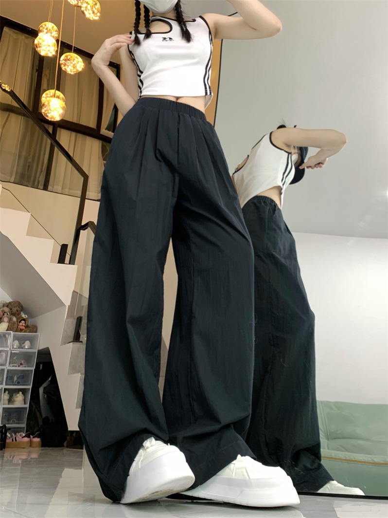 Real shot and real price ~ Dopamine high waist drapey wide leg floor mopping pants for women 2024 summer loose and versatile casual pants for women