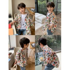 批发| 官图实价 | 100%纯棉 | <b class='q'>夏</b>季韩版短袖花衬衫儿童中大童短袖衬衣