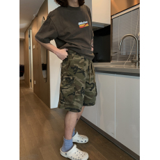 批发UPDAYWANG复古工装迷彩短裤男 美式潮流五分裤男 街头情侣中裤