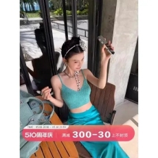 批发DULA好好家 海边度假风针织吊带背心女夏季辣妹外穿<b class='q'>显瘦</b>短款上衣