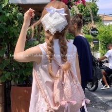 批发2024新款小众背包碎花法式刺绣精致抽绳双肩包可爱慵懒风多巴胺