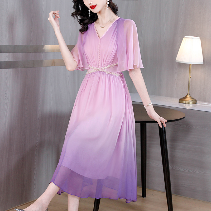 MY2801#真丝连衣裙新款夏高端精致大牌法式裙高级感茶歇桑蚕丝仙气裙女裝貨源服裝批發