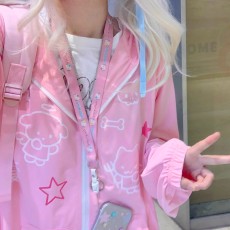 批发UPF50+防晒衣小狗印花upf50+夏宽松防紫外线防晒衣凉感