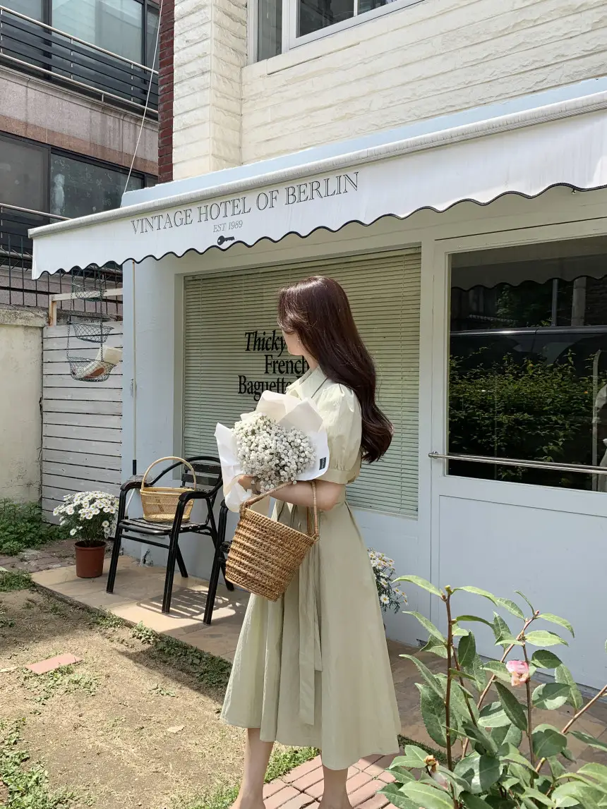 여성용 복고풍 셔츠카라 단추 원피스 상세 이미지 3