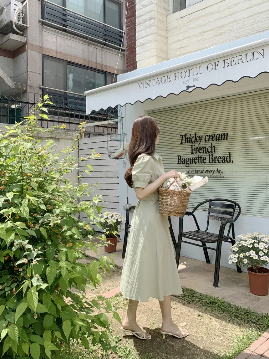 여성용 복고풍 셔츠카라 단추 원피스 상세 이미지 5