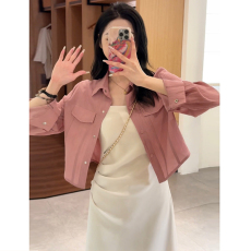 批发官图  夏季新款<b class='q'>韩版</b>时尚长袖薄款衬衫收腰显瘦吊带裙套装女两件套