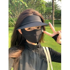 批发实拍  玻尿酸黑胶帽檐防晒面罩女<b class='q'>夏</b>季全脸防晒冰丝遮阳防晒口罩