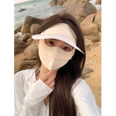 批发实拍  玻尿酸黑胶帽檐防晒面罩女<b class='q'>夏</b>季全脸防晒冰丝遮阳防晒口罩