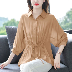 批发大码女装 2026年新款衬衫女设计感小众七分袖上衣胖MM<b class='q'>中袖</b>衬衣潮