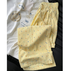 批发原版提花面料彩色波点高腰休闲裤<b class='q'>女</b>夏季宽松直筒百搭<b class='q'>长裤</b>