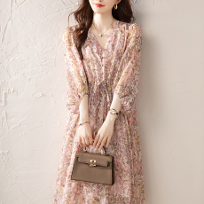 批发限价+12  五分袖雪纺<b class='q'>连衣裙</b>女夏季a字裙2026年新款女装