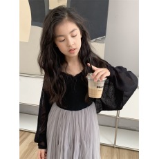 批发韩国童装防晒罩衫2024<b class='q'>夏</b>新款百搭休闲薄款上衣外套洋气长袖针织衫