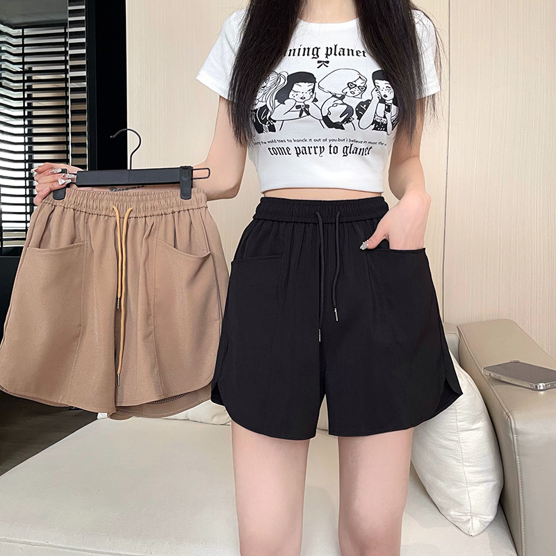 MY7630# 高品质斜纹 系带高腰双口袋休闲裤女春夏百搭阔腿短裤女裝貨源...
