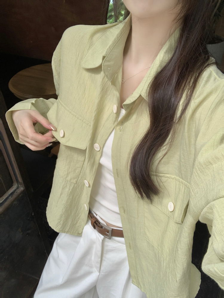 실사 정가 자외선 차단 셔츠 재킷 봄 여름 쇼트 스타일 디자인 센스 다용도 오픈 가디건 얇은 스타일 루즈핏 한국 스타일 맨위