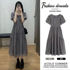 批发新品#<b class='q'>孕妇</b><b class='q'>夏装</b>连衣裙2025新款夏季<b class='q'>韩版</b>宽松泡泡袖方领<b class='q'>孕妇</b>A<b class='q'>字</b>裙女