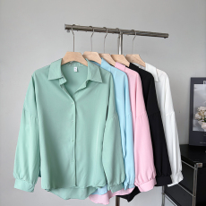 批发实拍<b class='q'>大码</b>防晒衬衫净版马卡龙色长袖衬衣外套夏小众别致空调房小衫