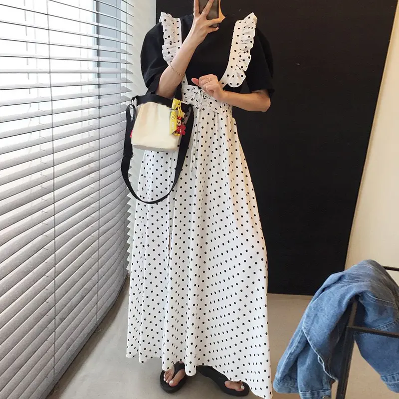 한국스타일 블랙 화이트 파스텔 점프수트 상세 이미지 9