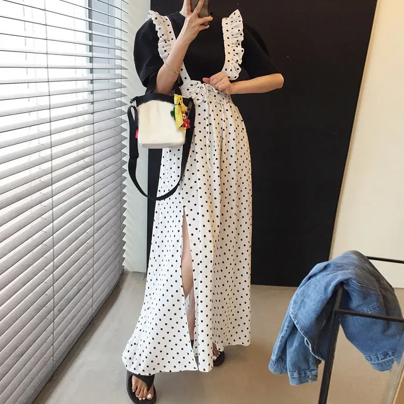 한국스타일 블랙 화이트 파스텔 점프수트 상세 이미지 11