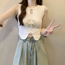 批发实拍 <b class='q'>大码</b>女装胖MM 新中式国风纯欲风小心机开叉修身百搭<b class='q'>背心</b>