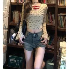 批发Xxiiuu 美式辣妹水洗牛仔短裤女夏季新款复古做旧修身直筒<b class='q'>牛仔裤</b>