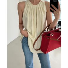 批发现~圆领百搭套头背心吊带休闲夏季纯色<b class='q'>宽松</b>型衬衫上衣