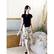 批发官图 国风新中式正肩短袖<b class='q'>t</b><b class='q'>恤</b>半身裙两件套夏季2026新款套装裙