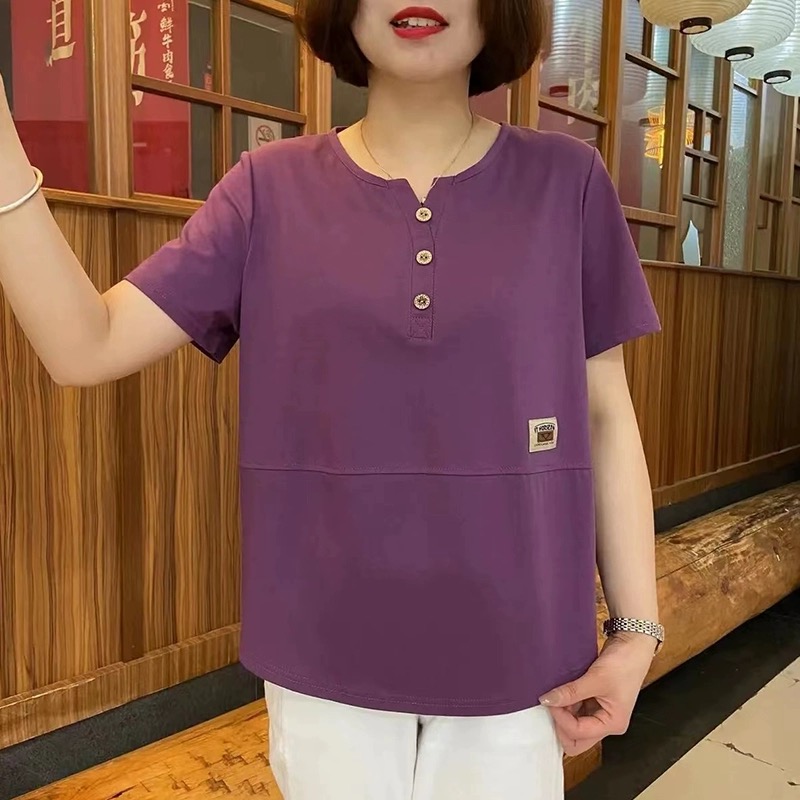 CP595#时尚妈妈夏装短袖t恤女宽松半袖显瘦夏季新款中老年大码上衣女夏