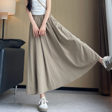 批发实拍大码女装春夏山本裙褶皱高腰a字伞裙慵懒风肌理感气质长裙