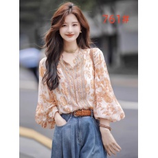 批发<b class='q'>大牌</b>法国<b class='q'>原</b><b class='q'>单</b>剪标早秋新款长袖碎花衬衫女法式洋气高级感雪纺上衣