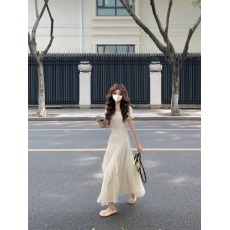 批发实拍实价#超重工蕾丝刺绣法式温柔气质<b class='q'>连衣裙</b>夏海边度假收腰长裙