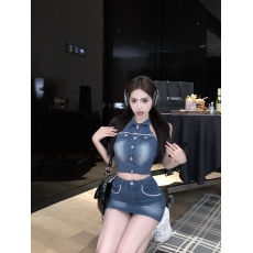 批发热辣夏季<b class='q'>牛仔</b>套装女挂脖背心上衣甜辣包臀短裙半身裙潮