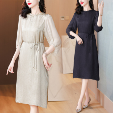 批发品牌真丝连衣裙妈妈衣服夏装母亲节高档桑蚕丝女士裙子2024新款