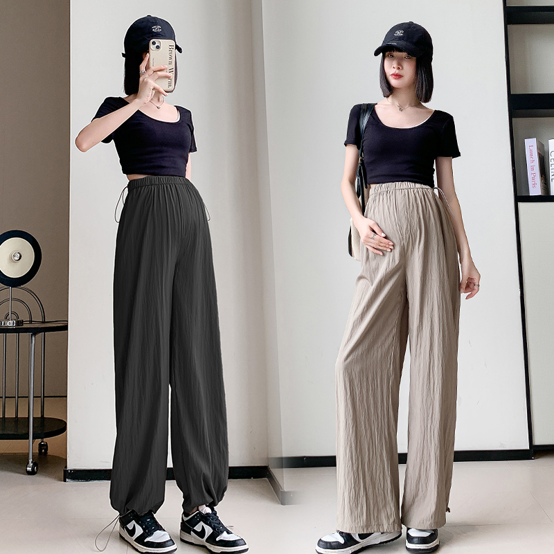 실사 2026 새로운 임산부 바지 여름 드레스 캐주얼 넓은 다리 없음 복부 지지 스트레이트 외출용 야마모토 바지