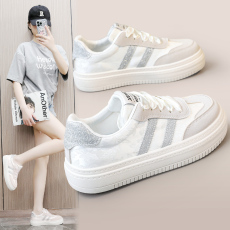 批发2024春夏季拼色透气运动鞋休闲厚底女鞋增高圆头韩版学生女板鞋潮