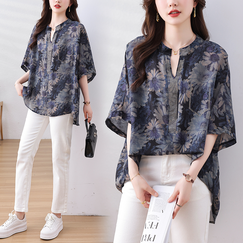 RY1098# 实拍2026夏装新款时尚气质宽松型胖妹妹小衫修身显瘦洋气大码上衣